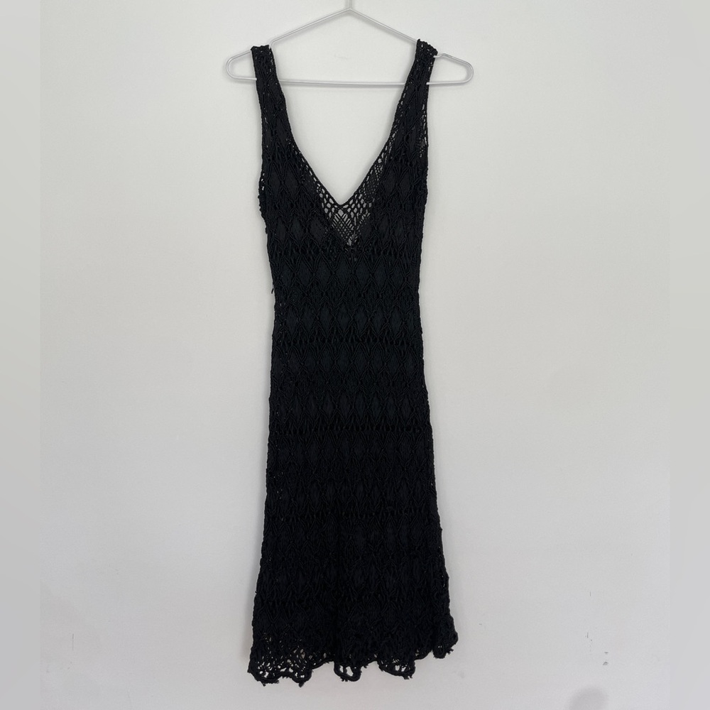 Black Crochet Swim Cover Up Dress Women’s Medium